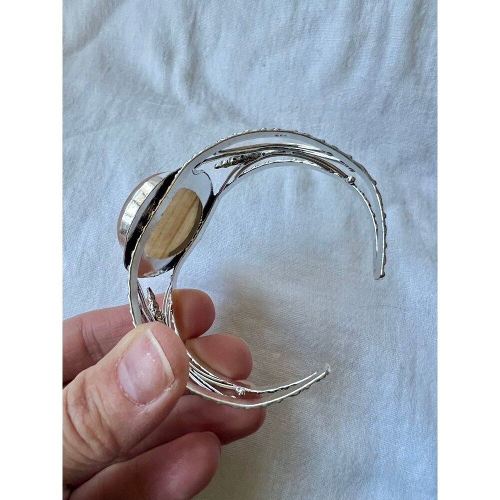 925 Nurturing Peach Calcite Cuff Bracelet - Picture 12 of 12